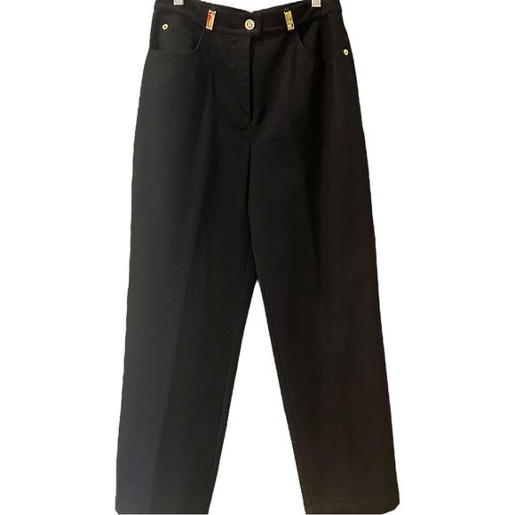 ST. JOHN SPORT Marie GreyTrouser Pants womens Size 6 Black  Work made is USA - Picture 2 of 9